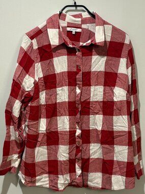 USED - Foxcroft Women's Red & White Relaxed Fit Buffalo Plaid Shirt - Size 20W